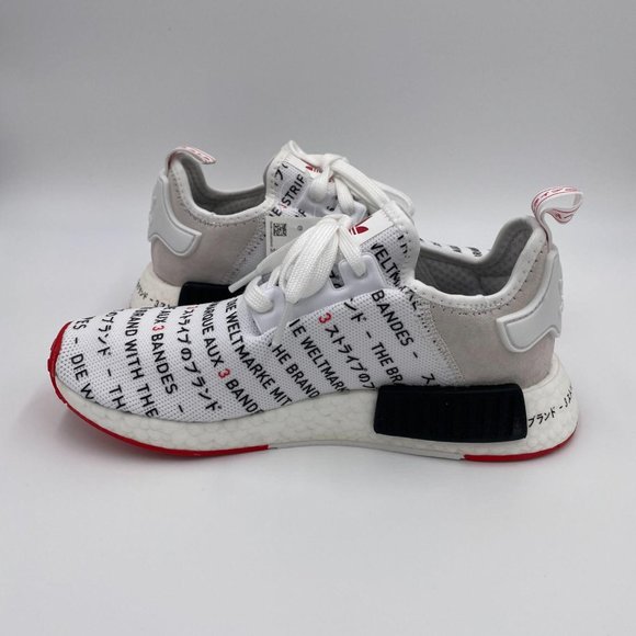 Adidas NMD R1 White / Black / Red Shoes - Picture 2 of 8